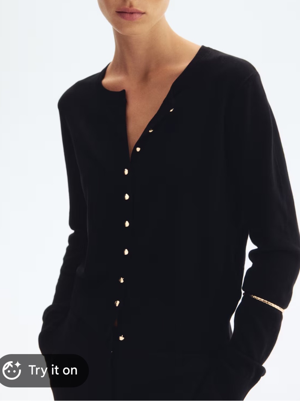 H&M Black Knit Cardigan with Gold-Tone Buttons